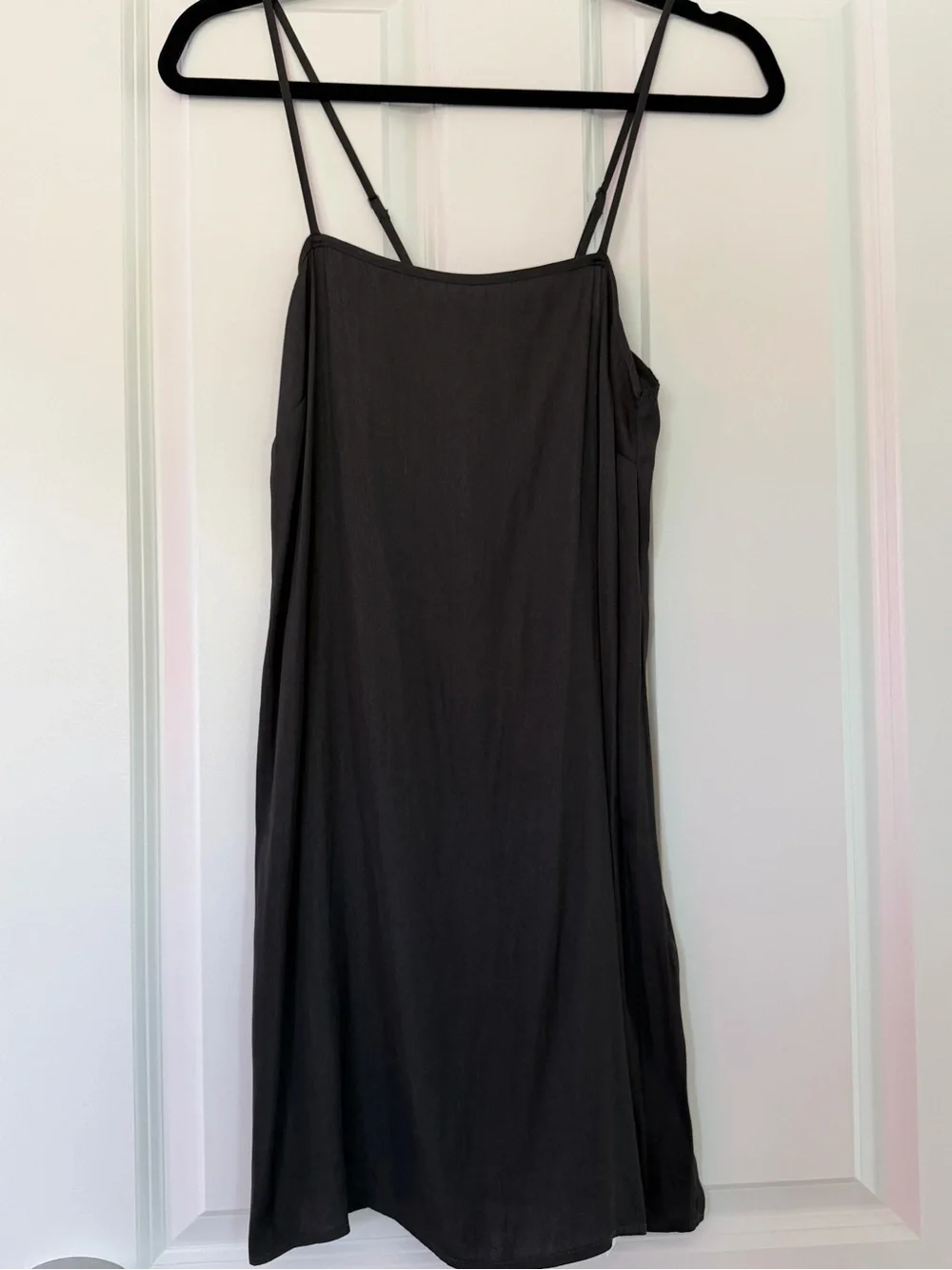 Women's Black Slip Dress - Minimal Spaghetti Strap Style
